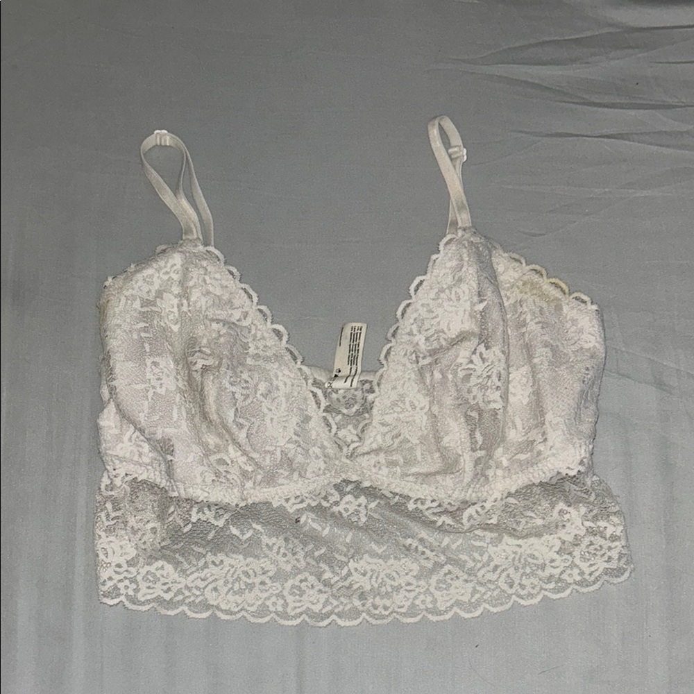 White Lace Longline Bra with Adjustable Straps